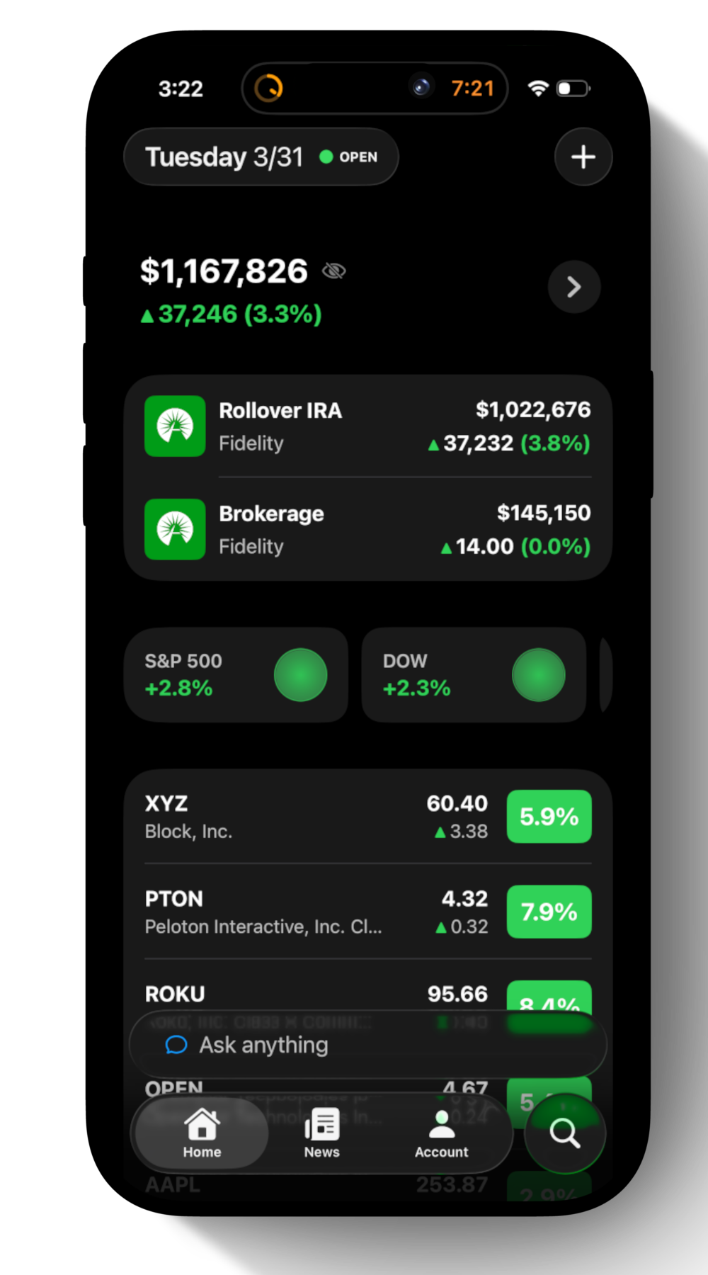 Portfolio dashboard